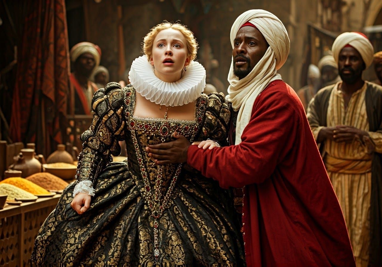 Austrian Queen in Golden Light, Captured in Arab Marketplace