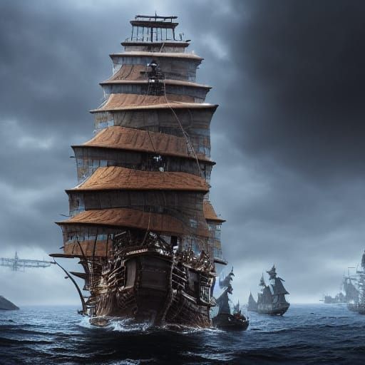 Epic Pirate Ships Digital Matte Painting