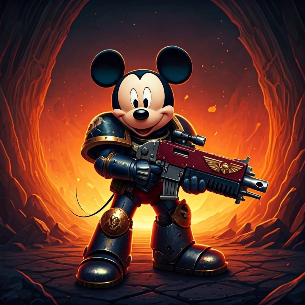 Mickey Mouse as Warhammer 40k Warrior