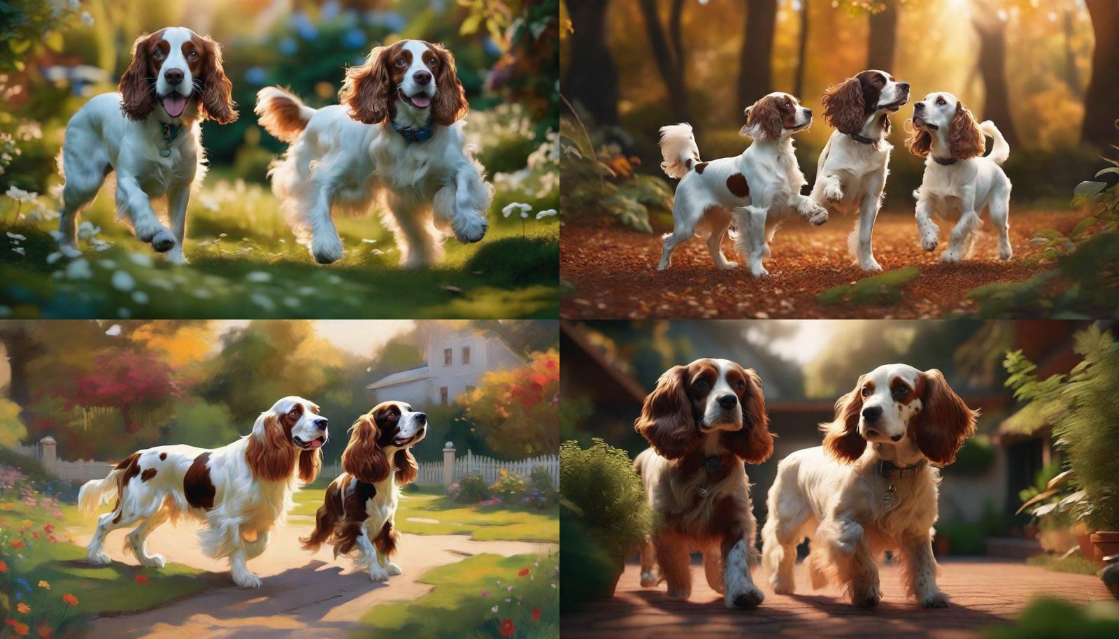 Dancing Cocker Spaniels in Detailed Matte Painting
