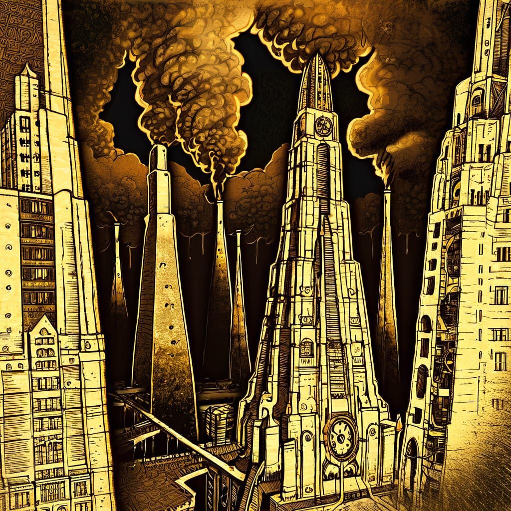 Epic Steampunk City Concept Art