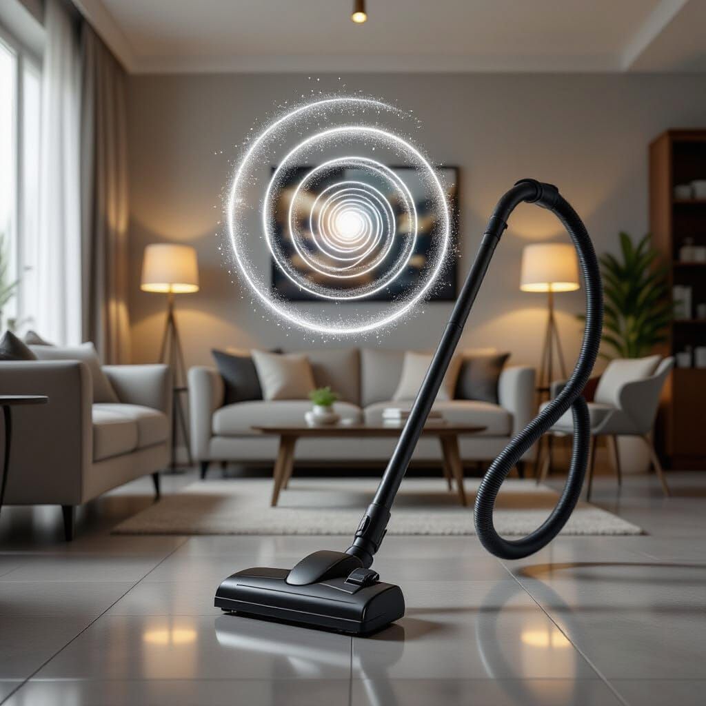Levitating Vacuum Cleaner in Surrealist Digital Painting