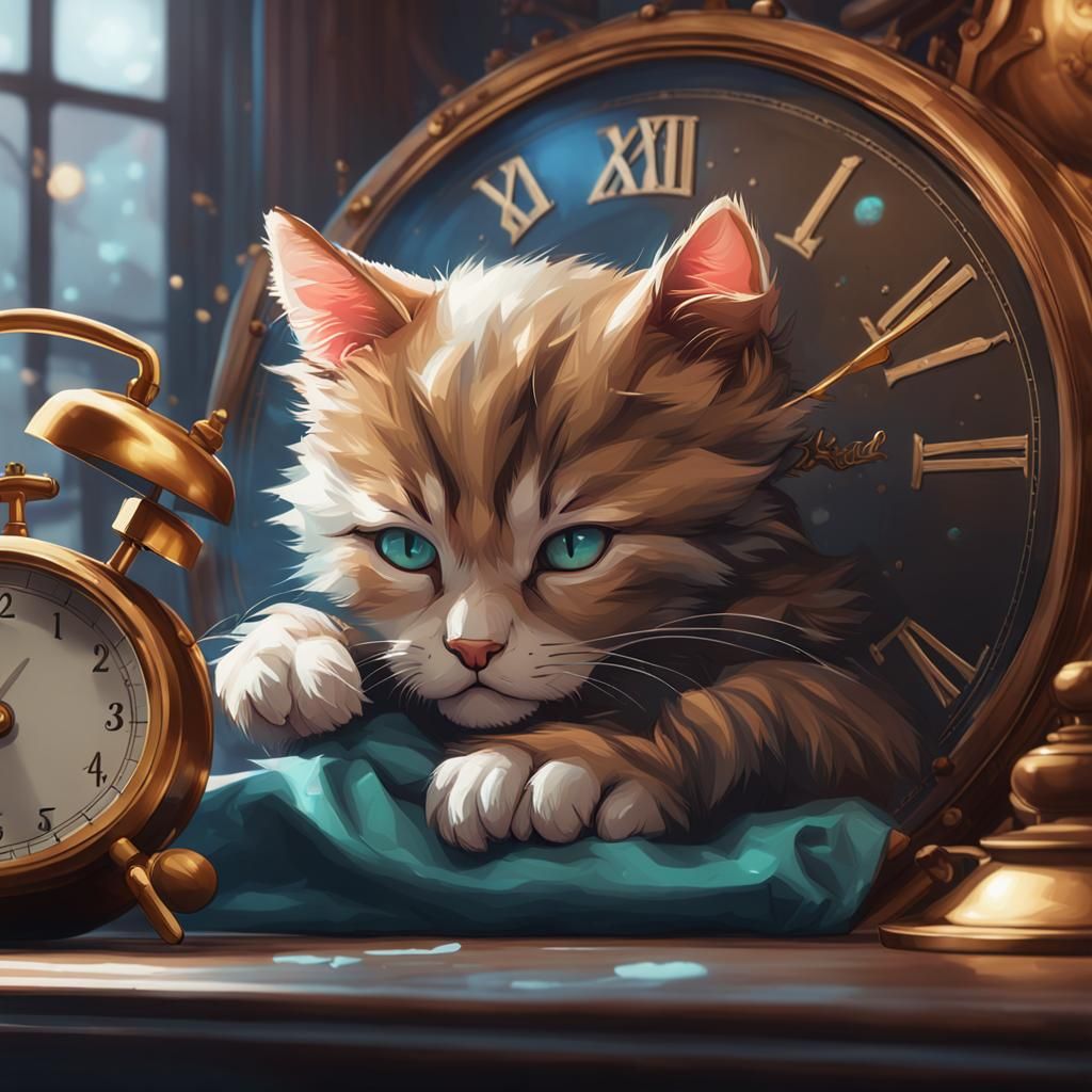 Kitten Naptime: Hyperdetailed Portrait in Artgerm Style