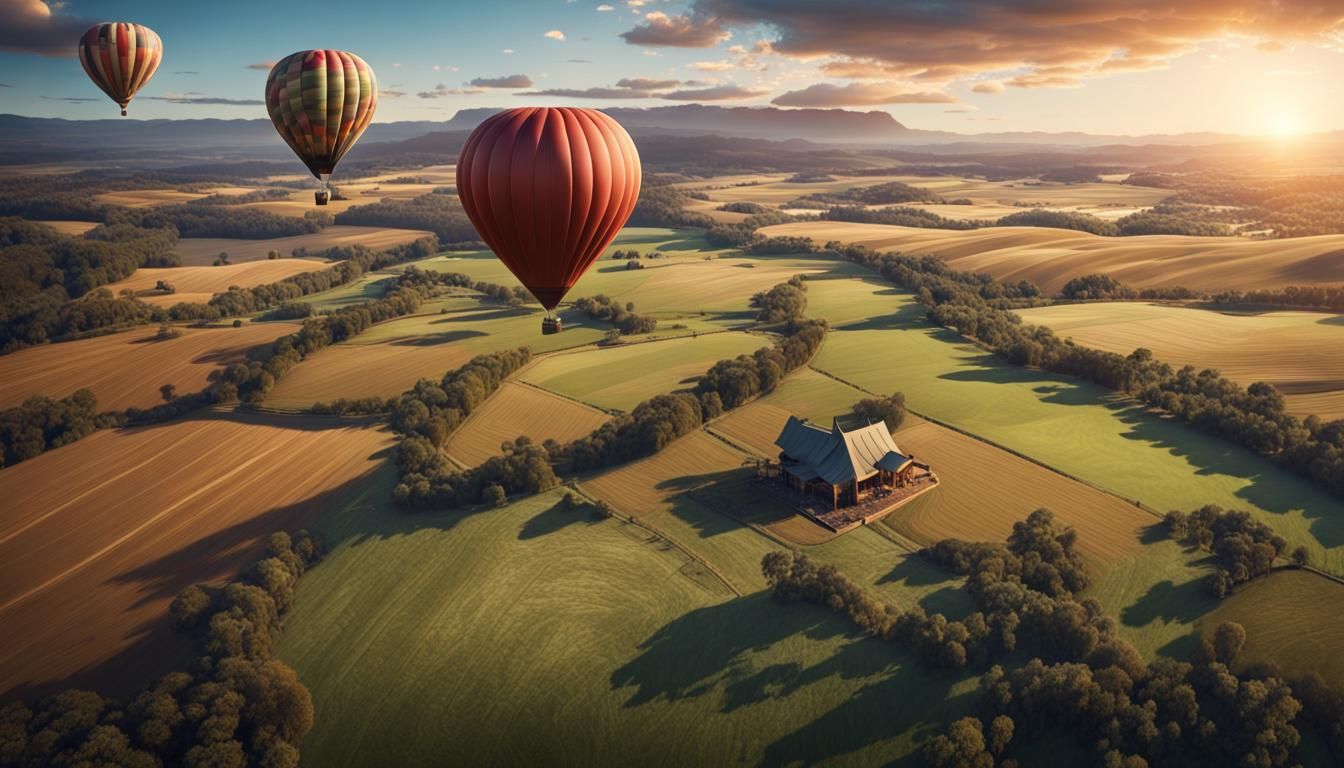 Hot Air Balloon Flight Over Australian Farmland
