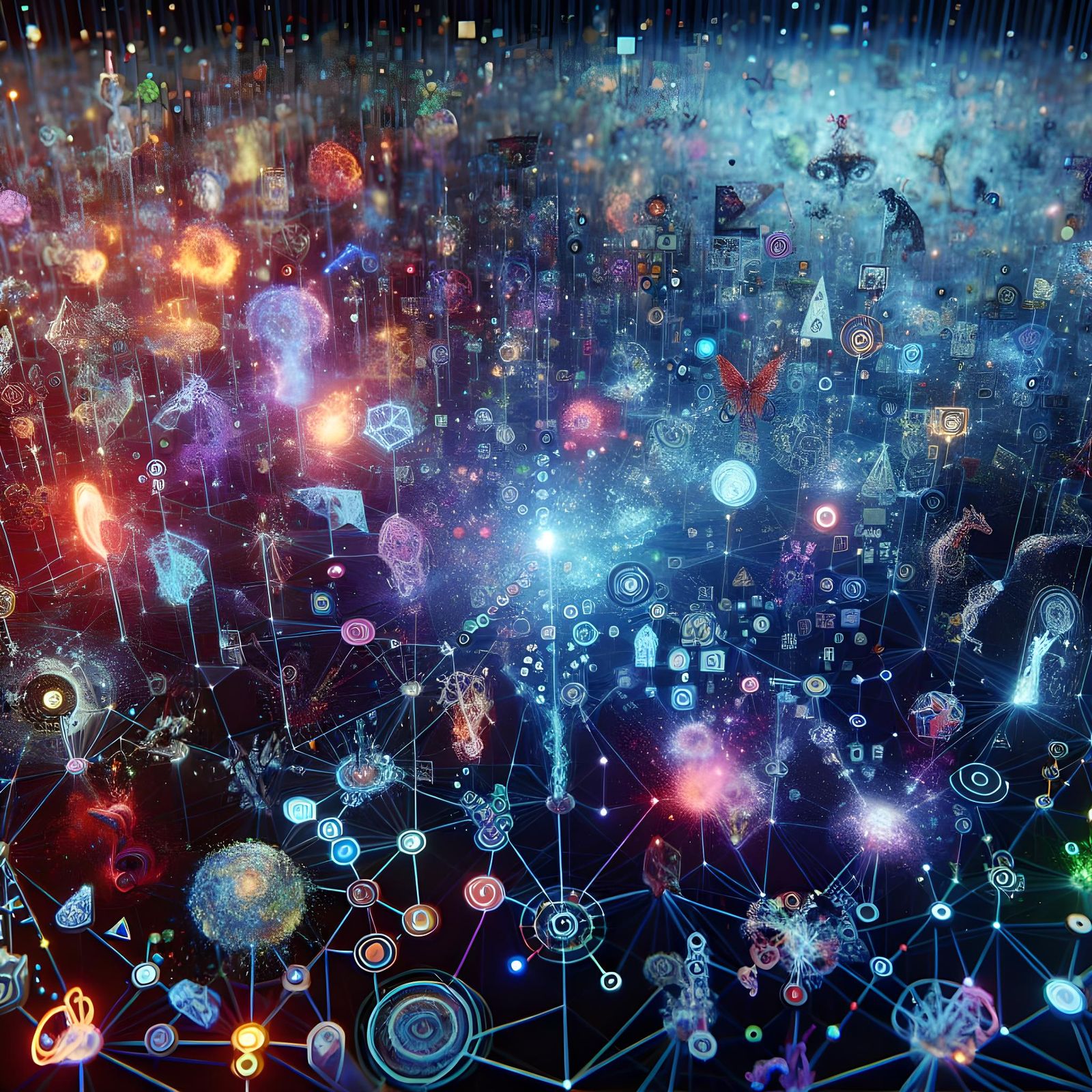 Interconnected Digital Art Forms a Luminescent Network