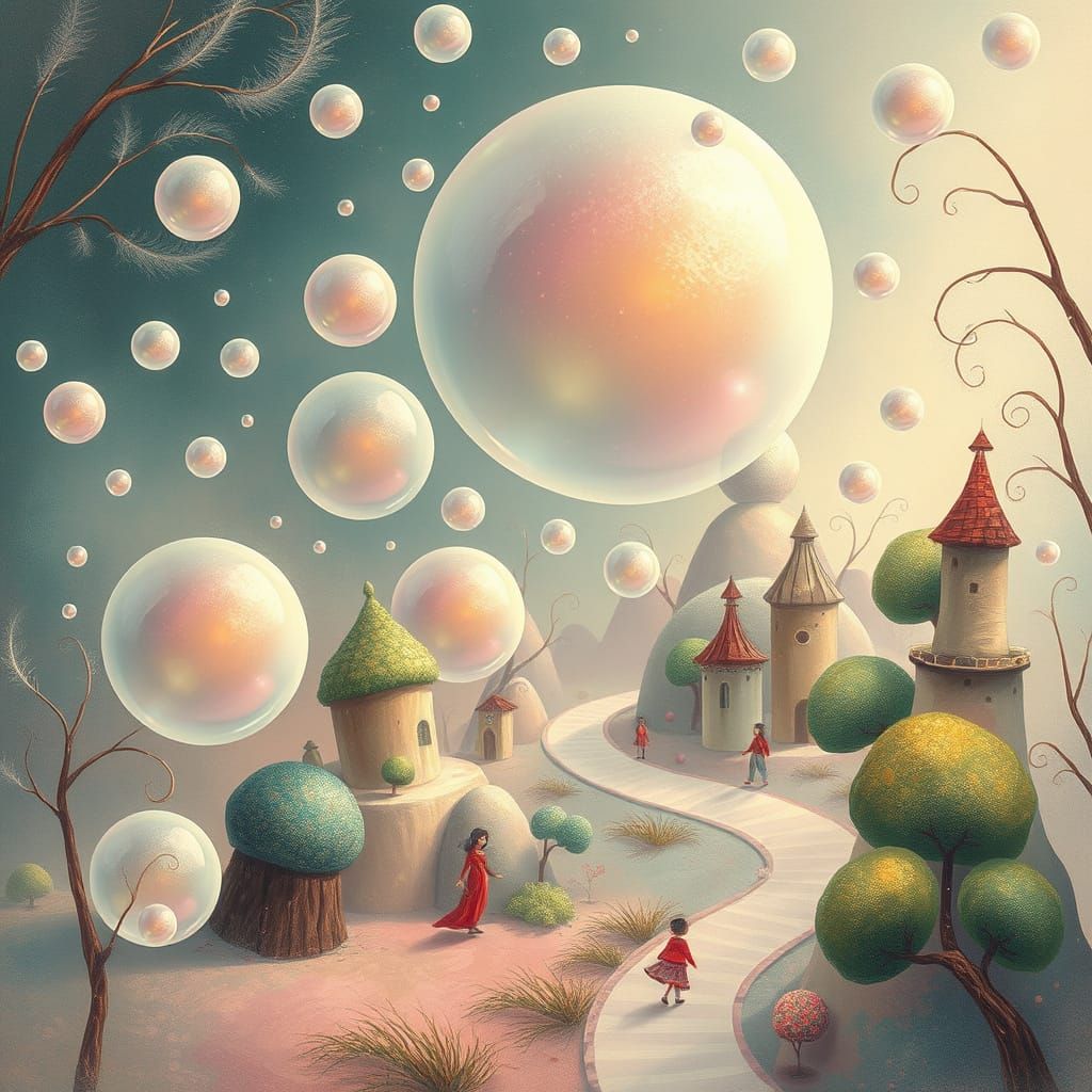 Dreamlike Cityscape in Soft Pastels