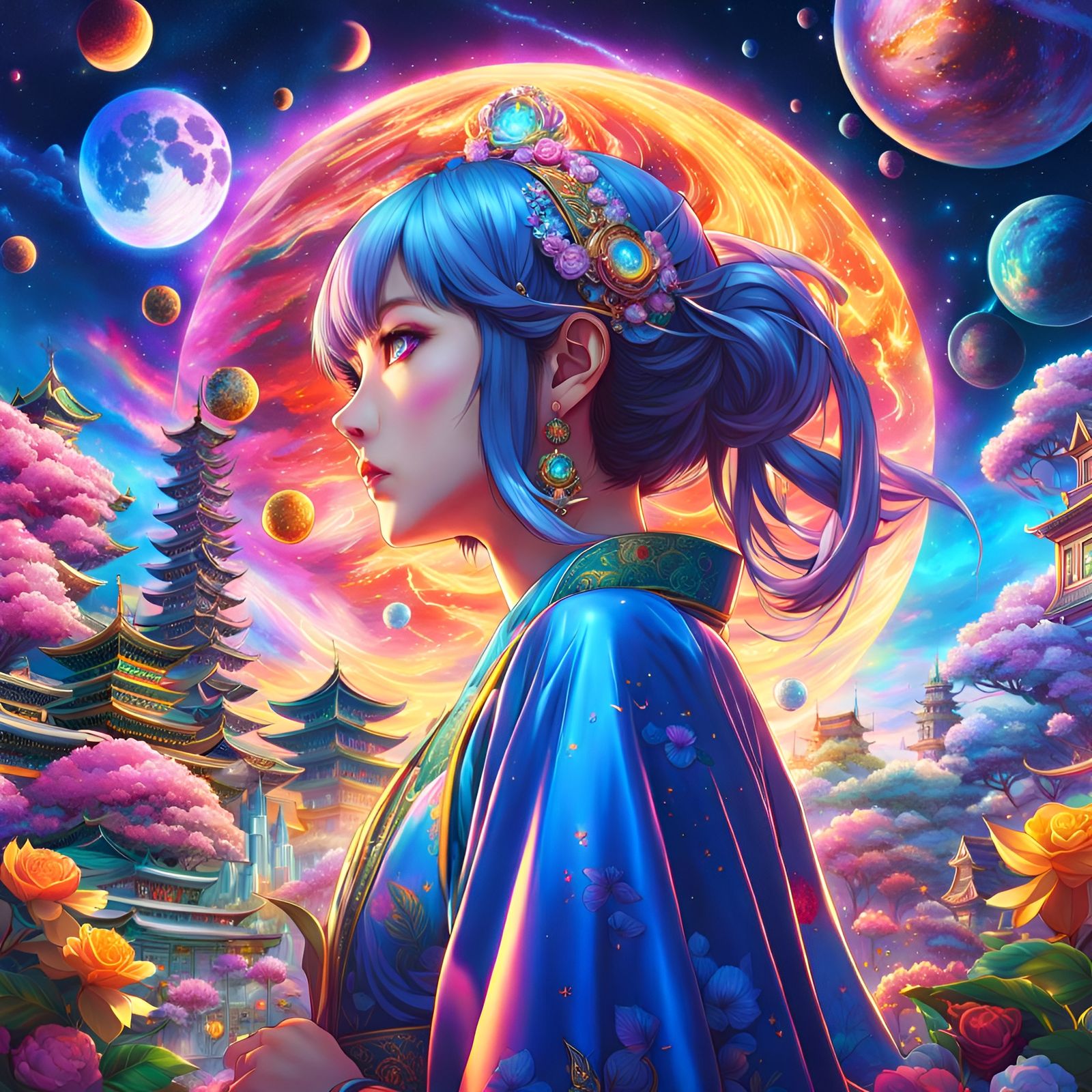 Maximalist Anime-Inspired Digital Art