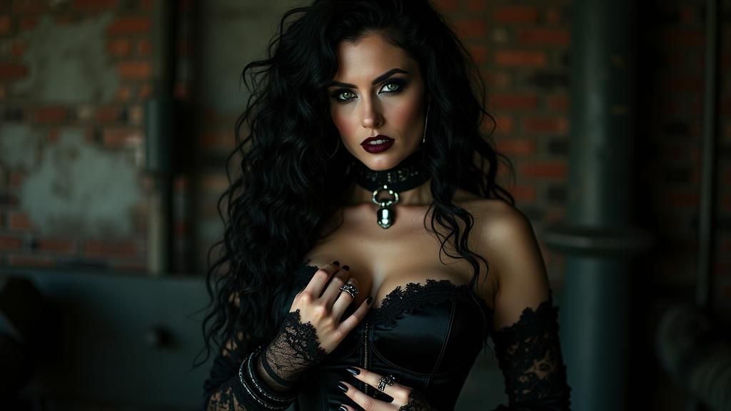 Dark Goth Woman in Victorian Corset Portrait