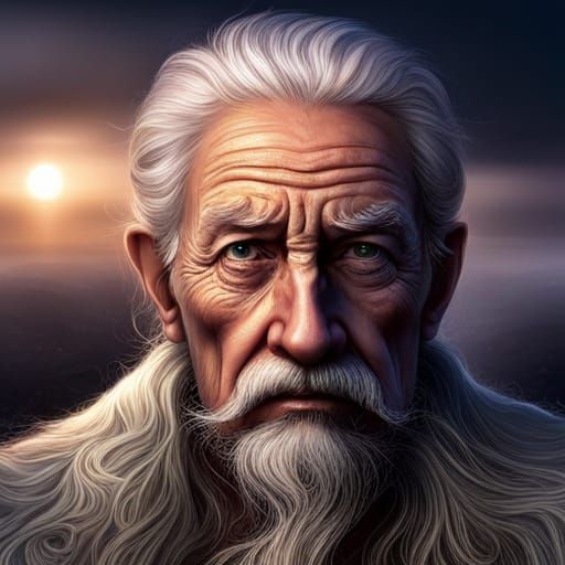 Detailed Matte Painting of a Wise Old Man