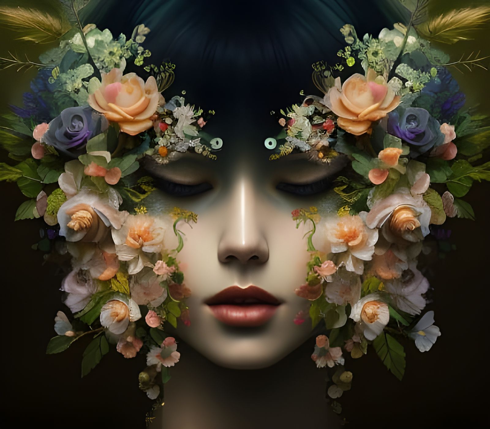 Fairy Butterfly Portrait in Flower Garden