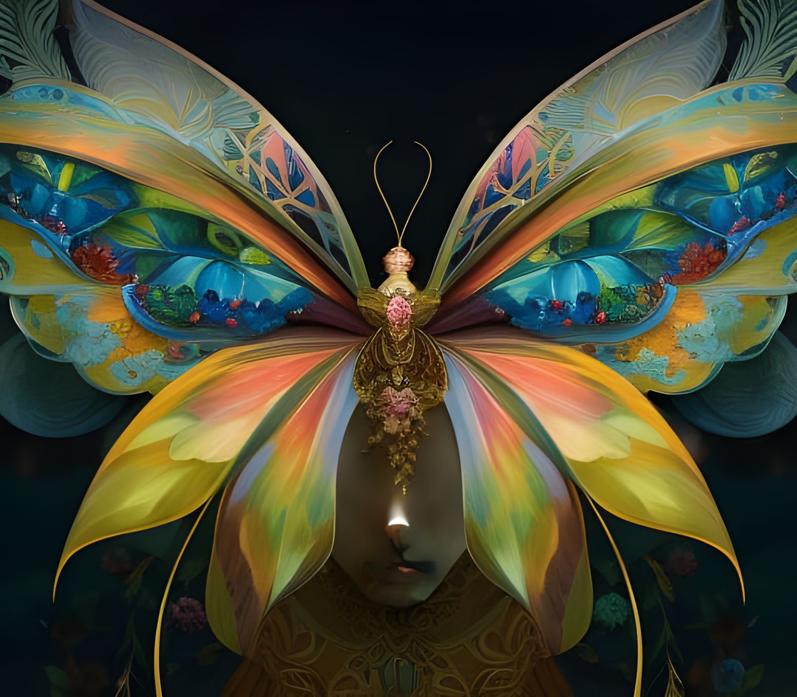 Butterfly Fairy Portrait in Flower Garden