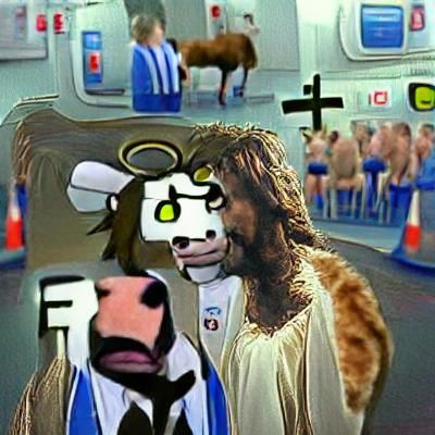 Surreal Jesus Cow Furry Fusion