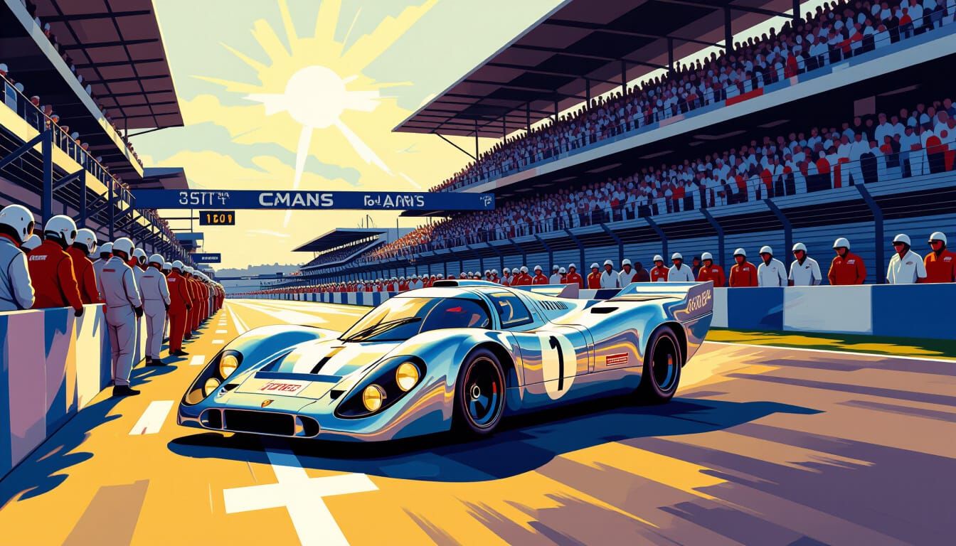 Porsche 917LH Races at Le Mans in Acrylic Style