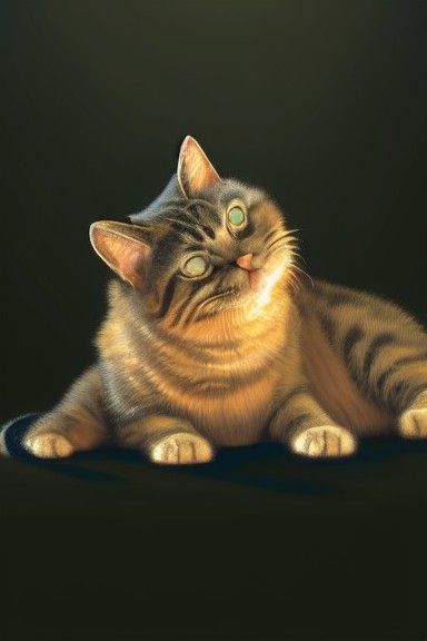 Detailed Cat Oil Painting in Matte Style