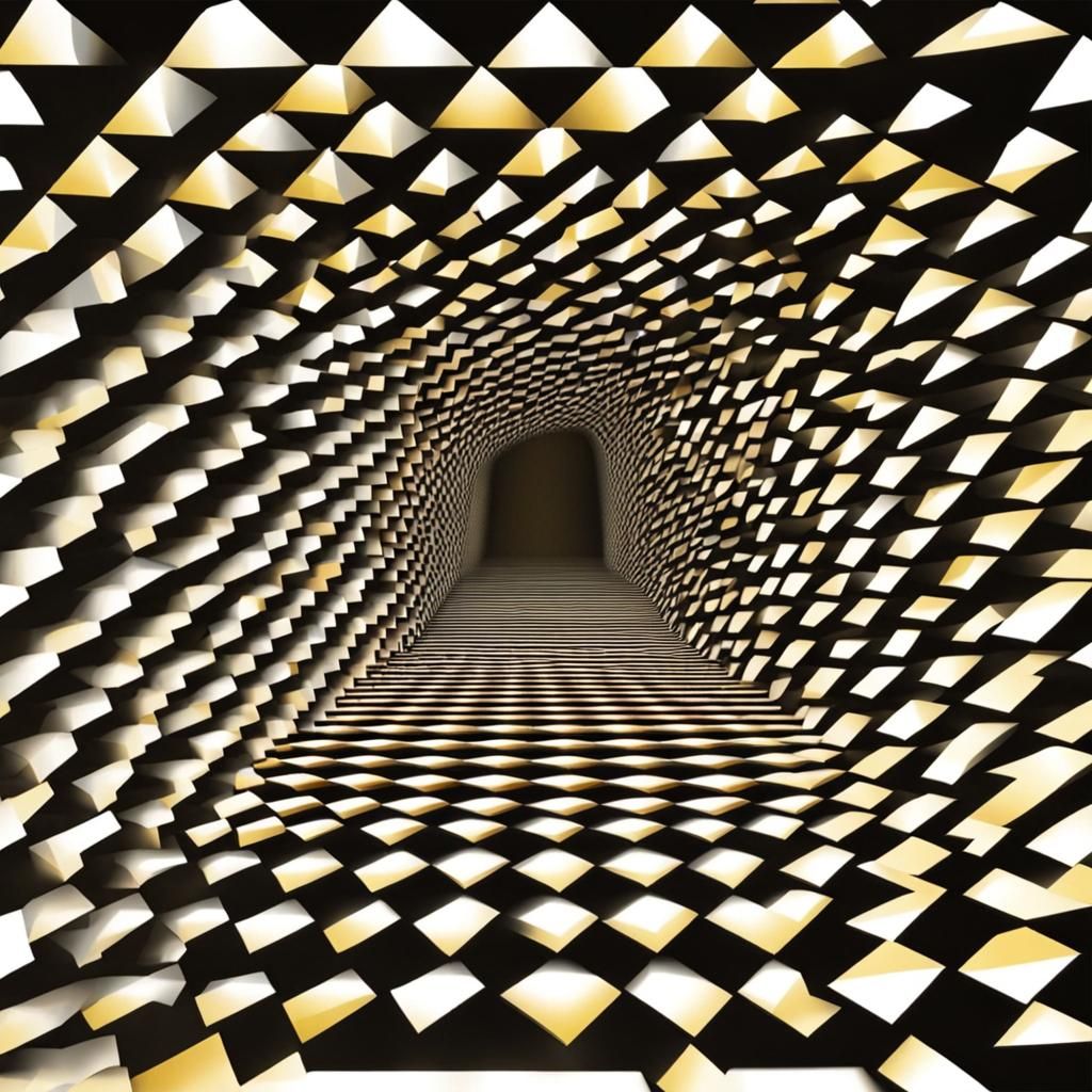 Colorful Staircase Optical Illusion with Mirrors