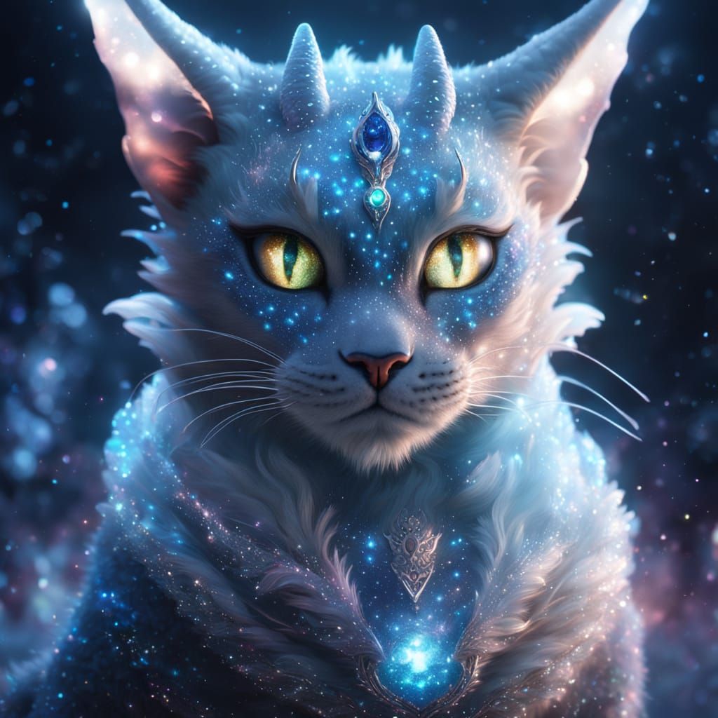 Dragon Cat in Ethereal Fantasy Portrait