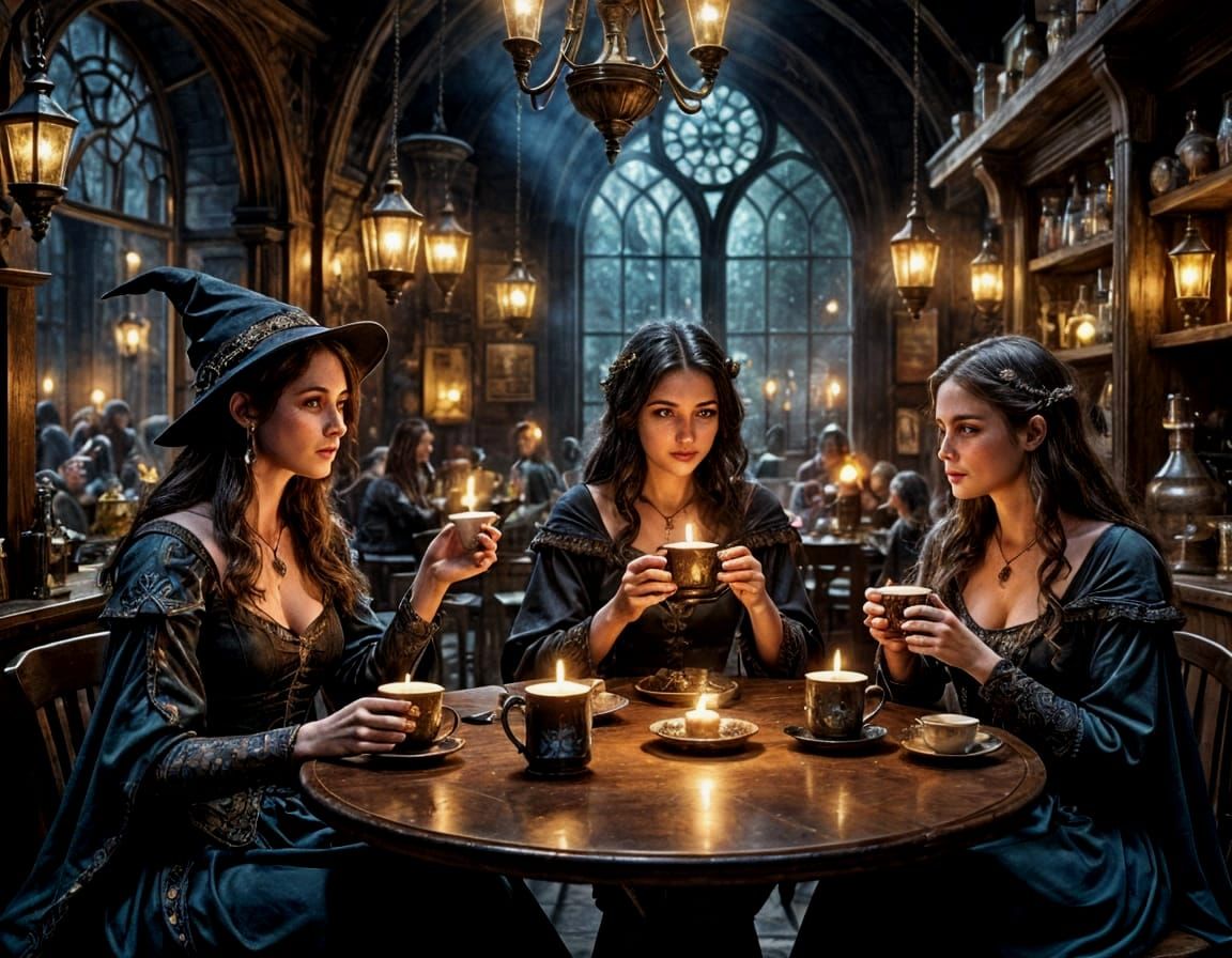 Magical Coffeehouse with Witches and Wizards