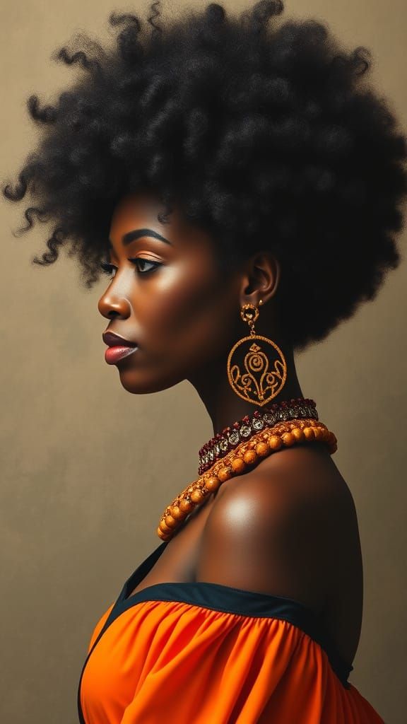 Profile of a Black Woman in Traditional Dress