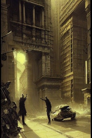 The Bank Robbery: Historical Painting Style