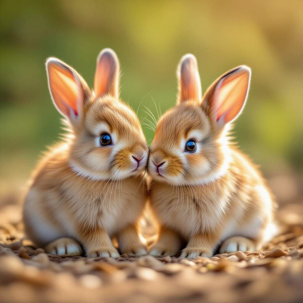 Two Baby Bunnies in Natural Light