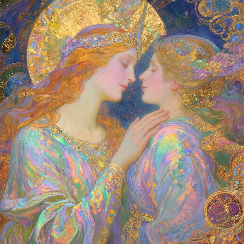 Iridescent Goddess in Style of Art Nouveau Masters