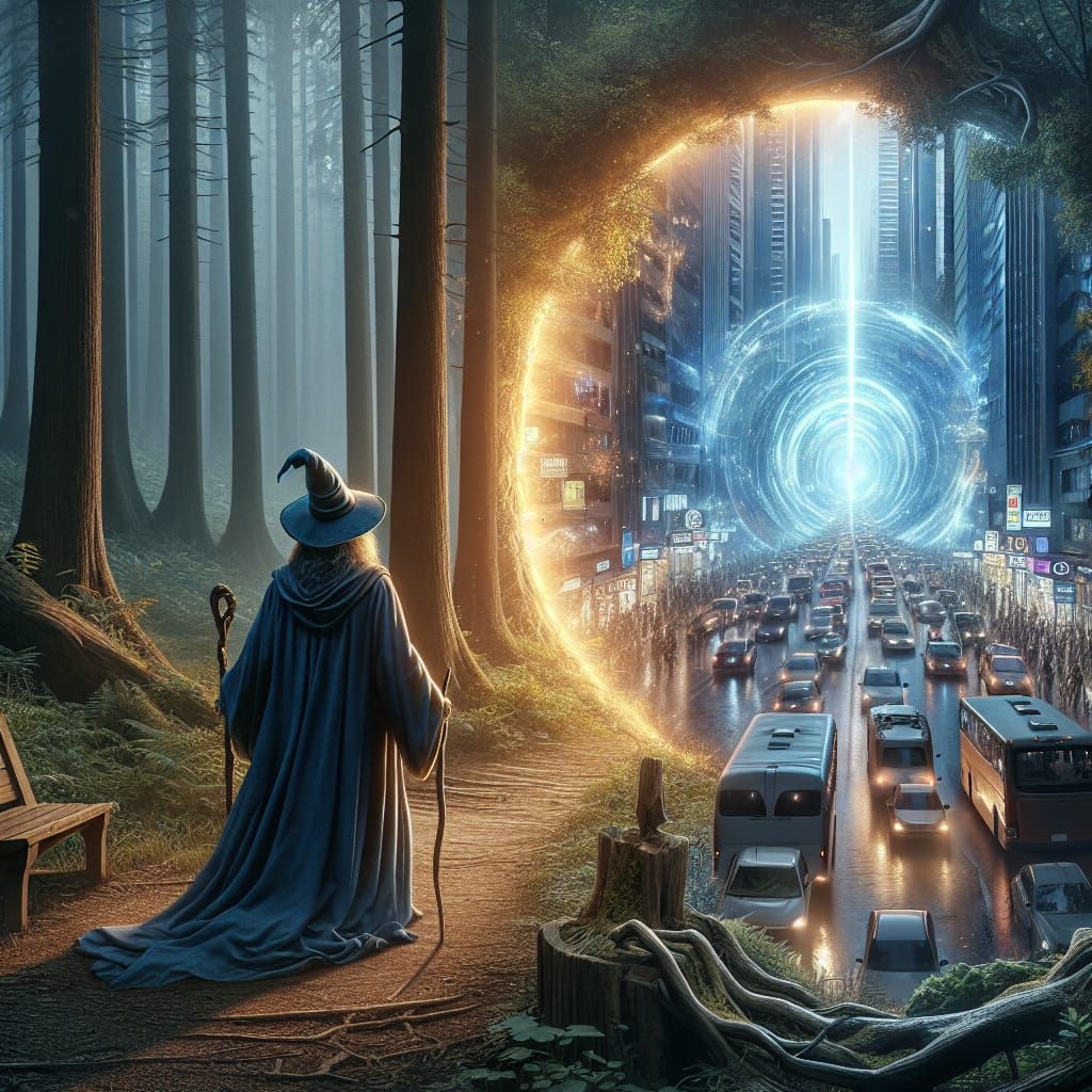 Wizard's Time Portal: Medieval to Modern Metropolis