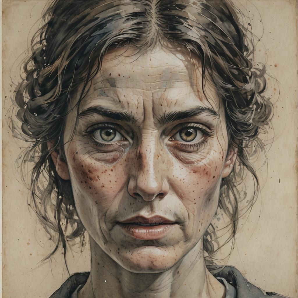 Woman's Intense Gaze: A Close-Up Portrait