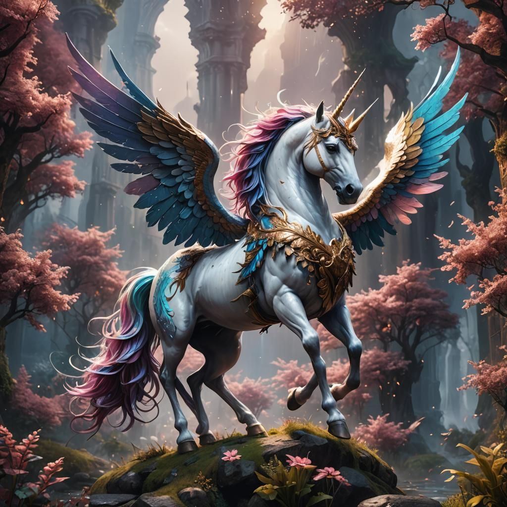 Winged Unicorn Fantasy Concept Art in 8K
