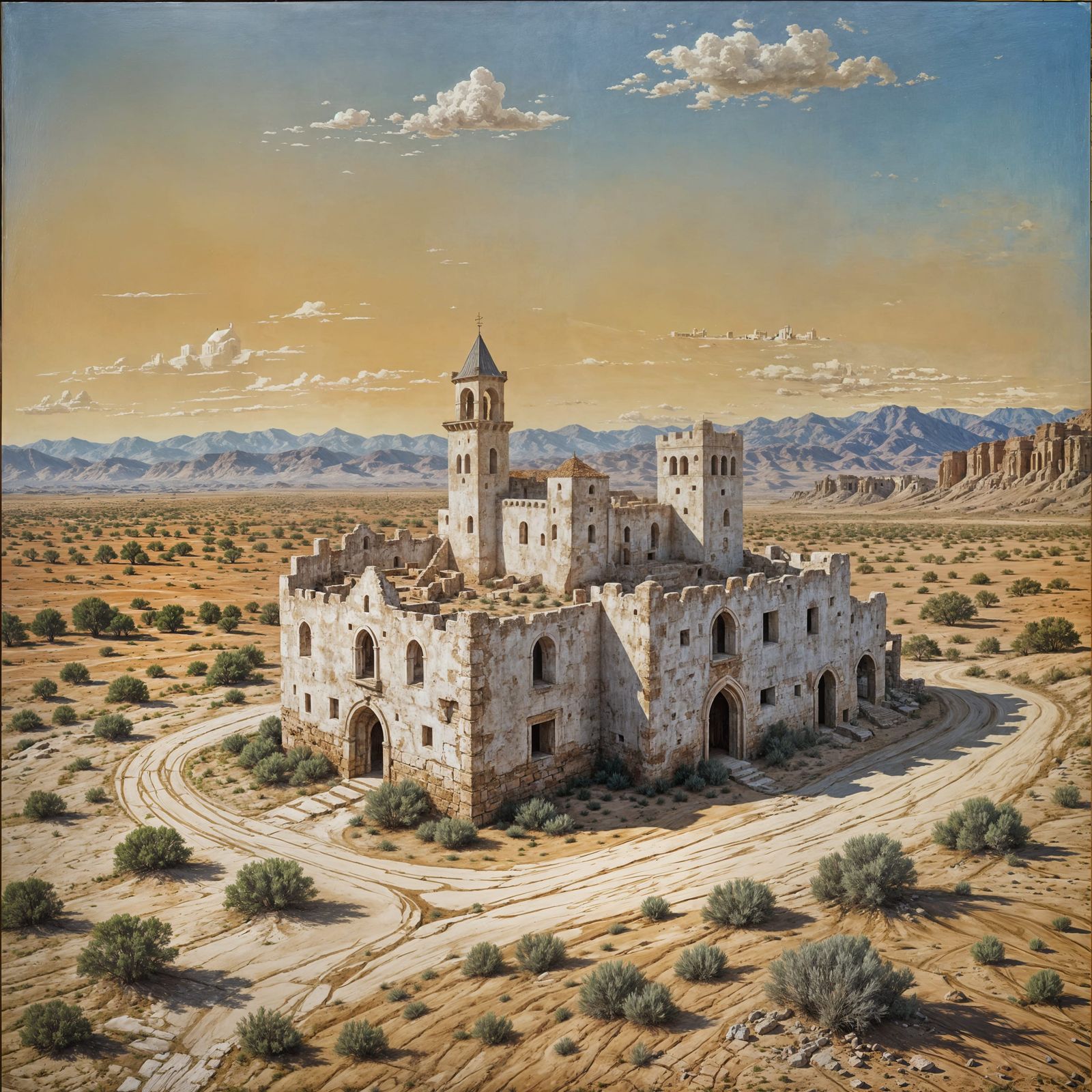 Desert Medieval Building in Oil on Canvas Style