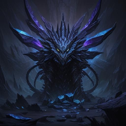 Dragon Sculpture Trapped in Iridescent Crystal