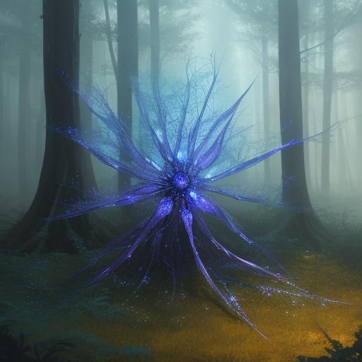 Ethereal Being in Iridescent Forest: Fantasy Art