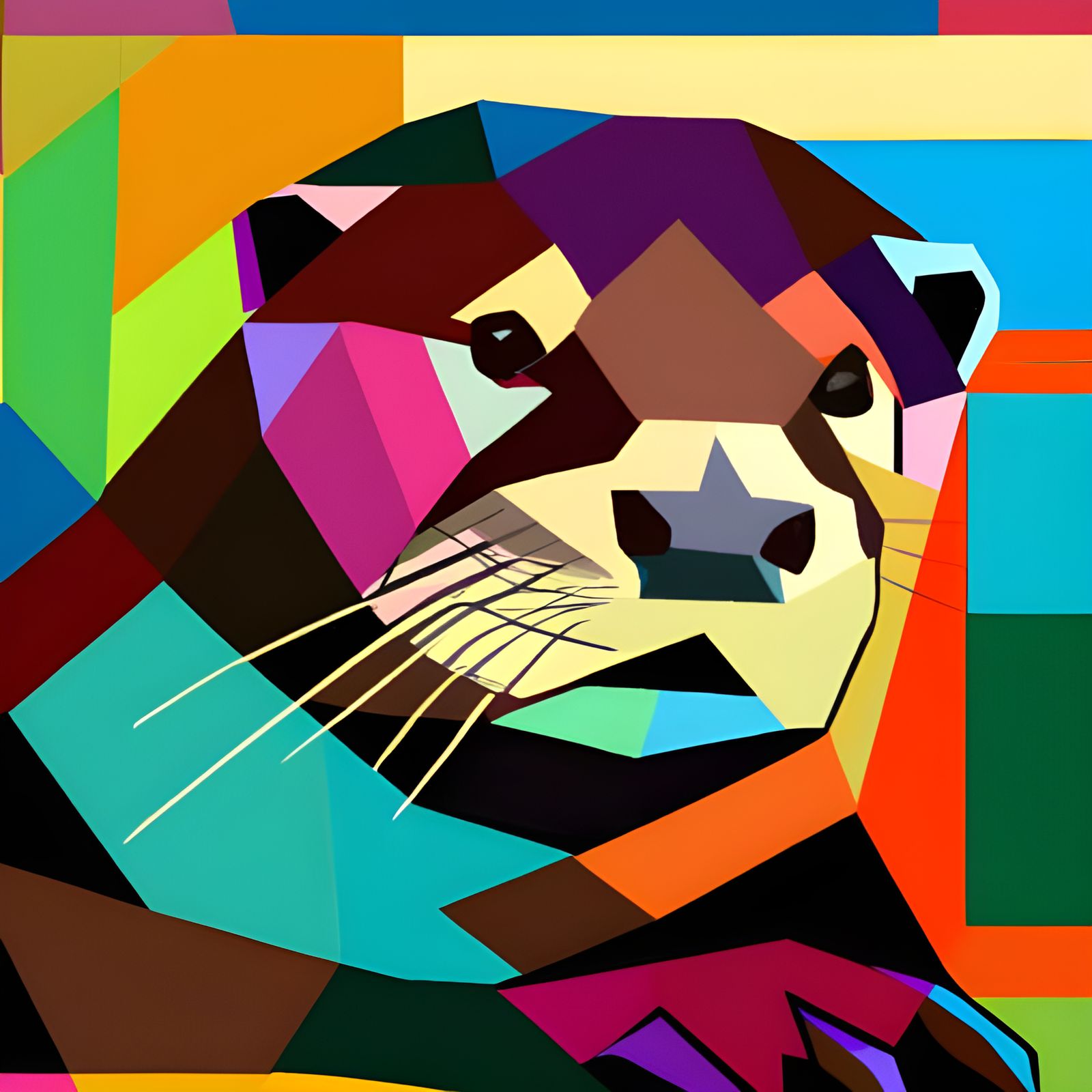 Abstract Cubist Otter Contemplating Existence