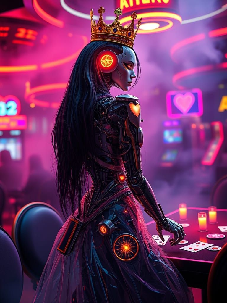 A Queen of hearts in Cyberpunk Casino