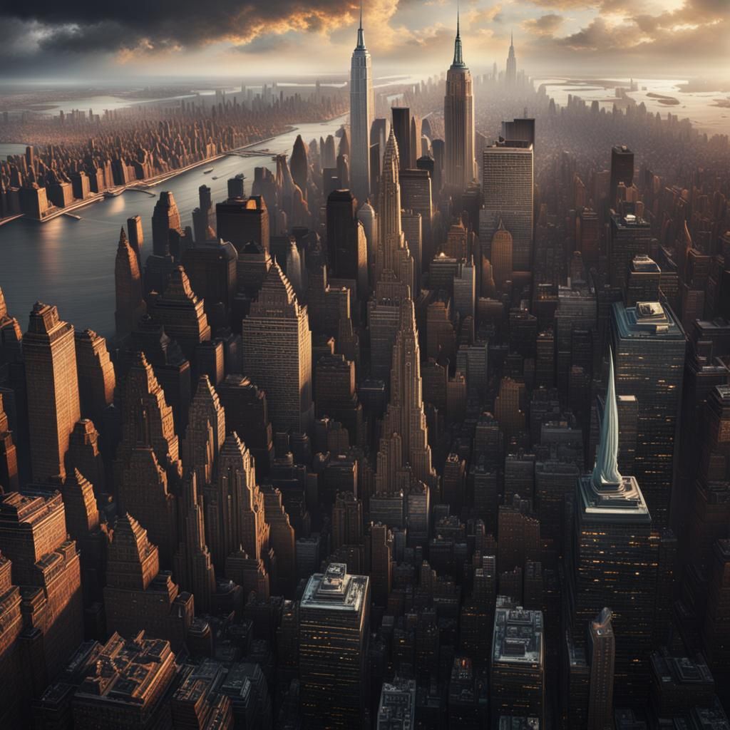 Detailed Digital Painting of New York City