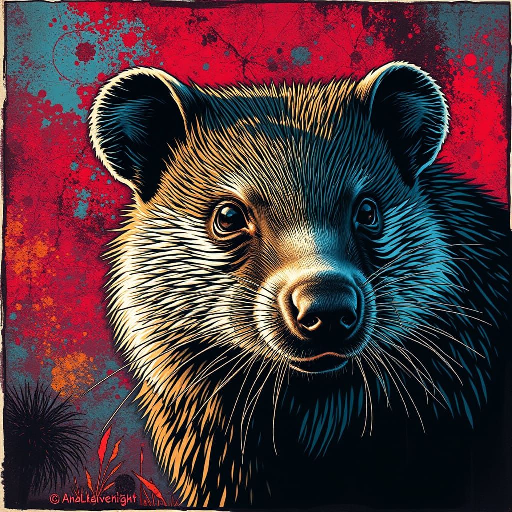 Surreal Wombat Portrait in Hyperrealistic Style