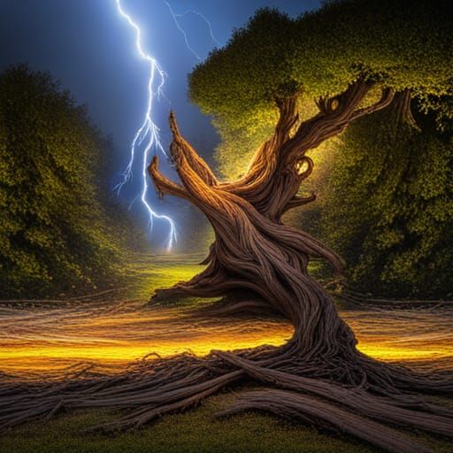 tree hit by lightning (A)