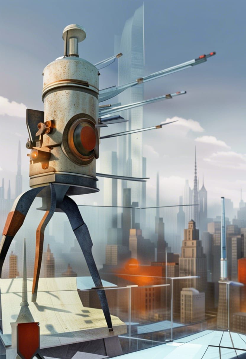 Steampunk Factory Model with Futuristic Glass Architecture