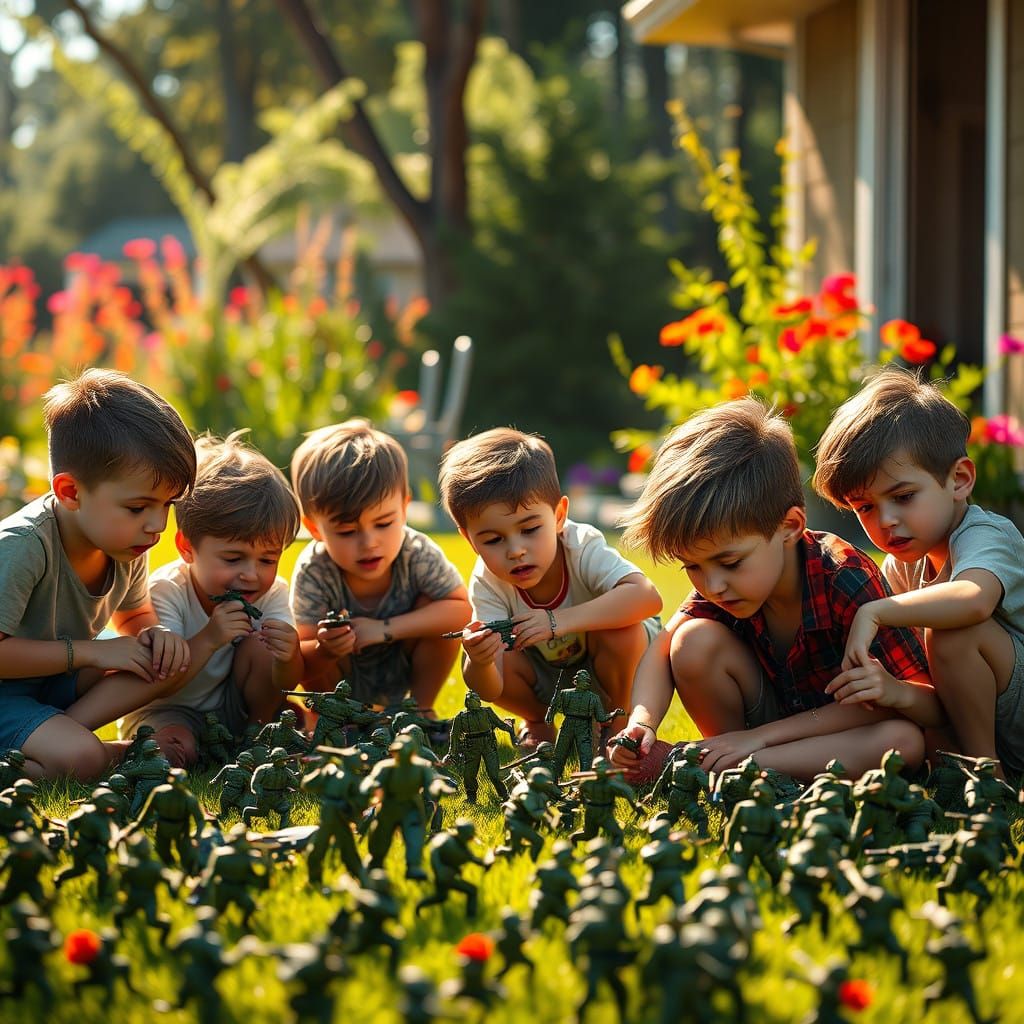 Vibrant Summer Battle Scene in Hyperrealistic Style