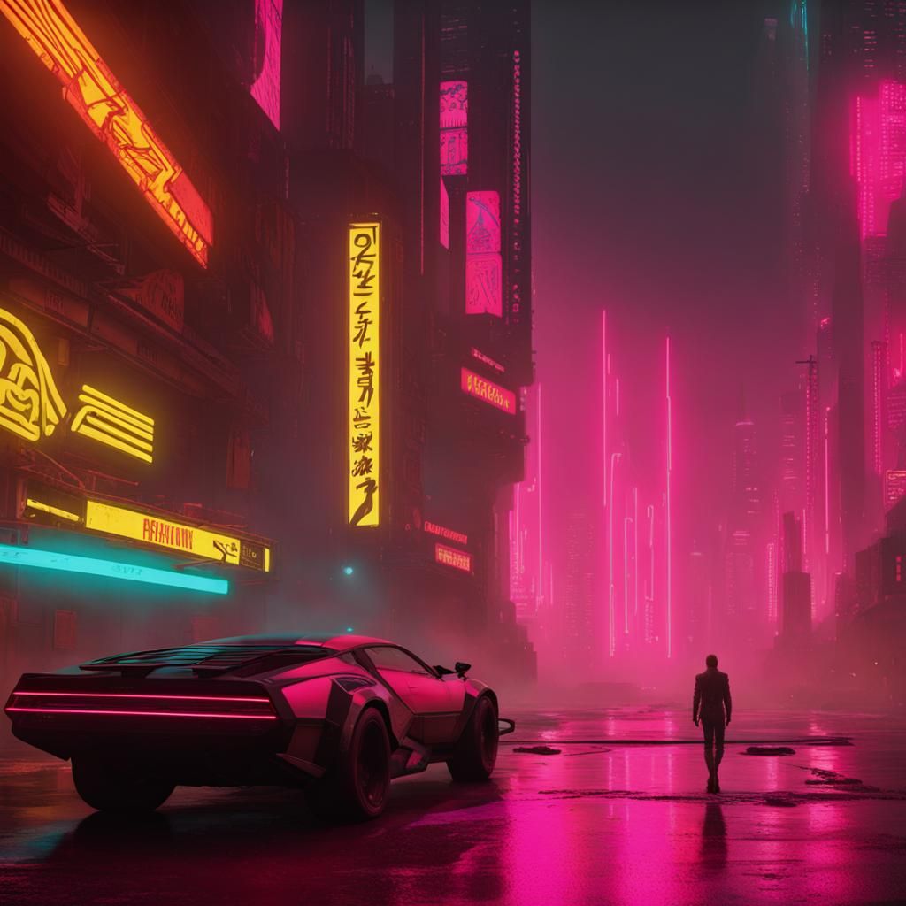 Neon Cityscape in Cyberpunk 2099 Style
