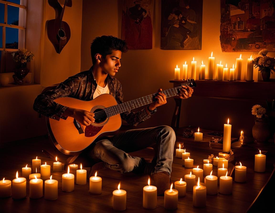 Playing Guitar by Candlelight 240314C