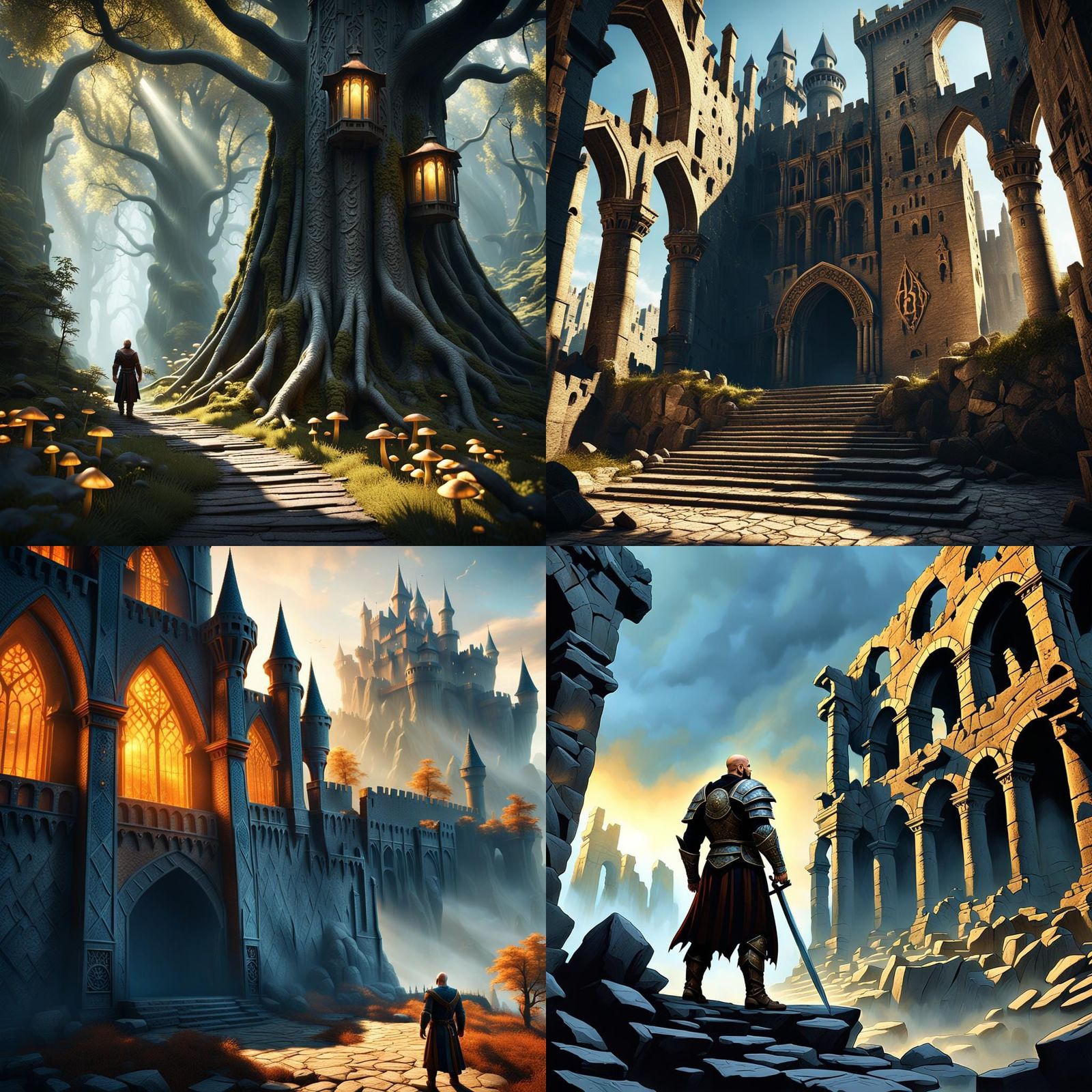 Medieval Fantasy Portrait of Bald Man with Beard