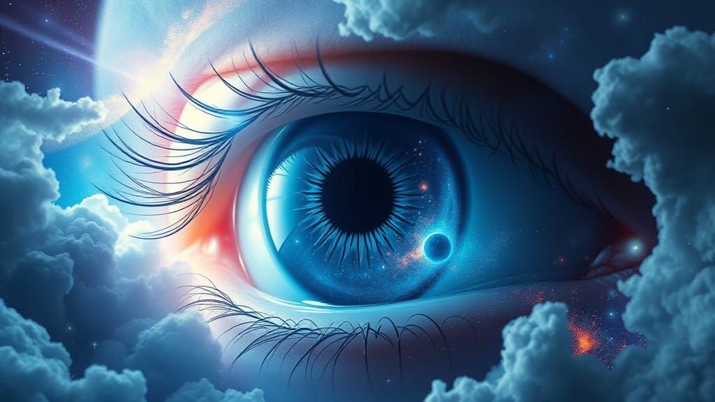 Cosmic Eye in Ethereal Halo Swirls with Celestial Wonder