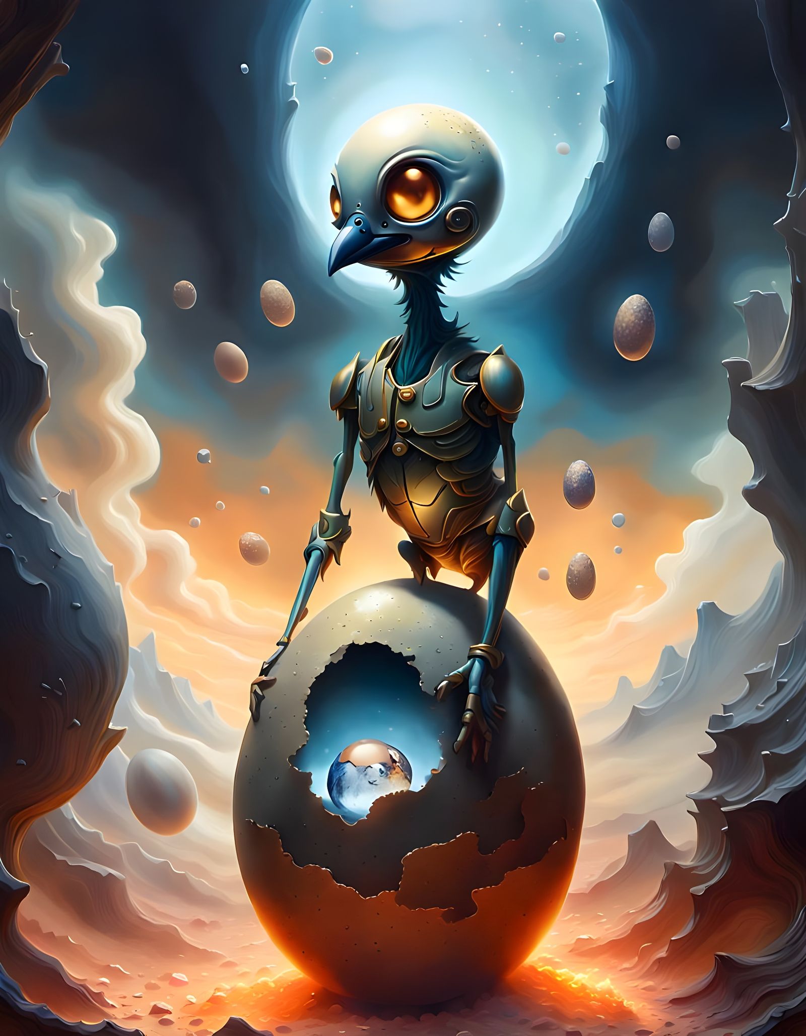 Newly Hatched Chick Emerges From Egg