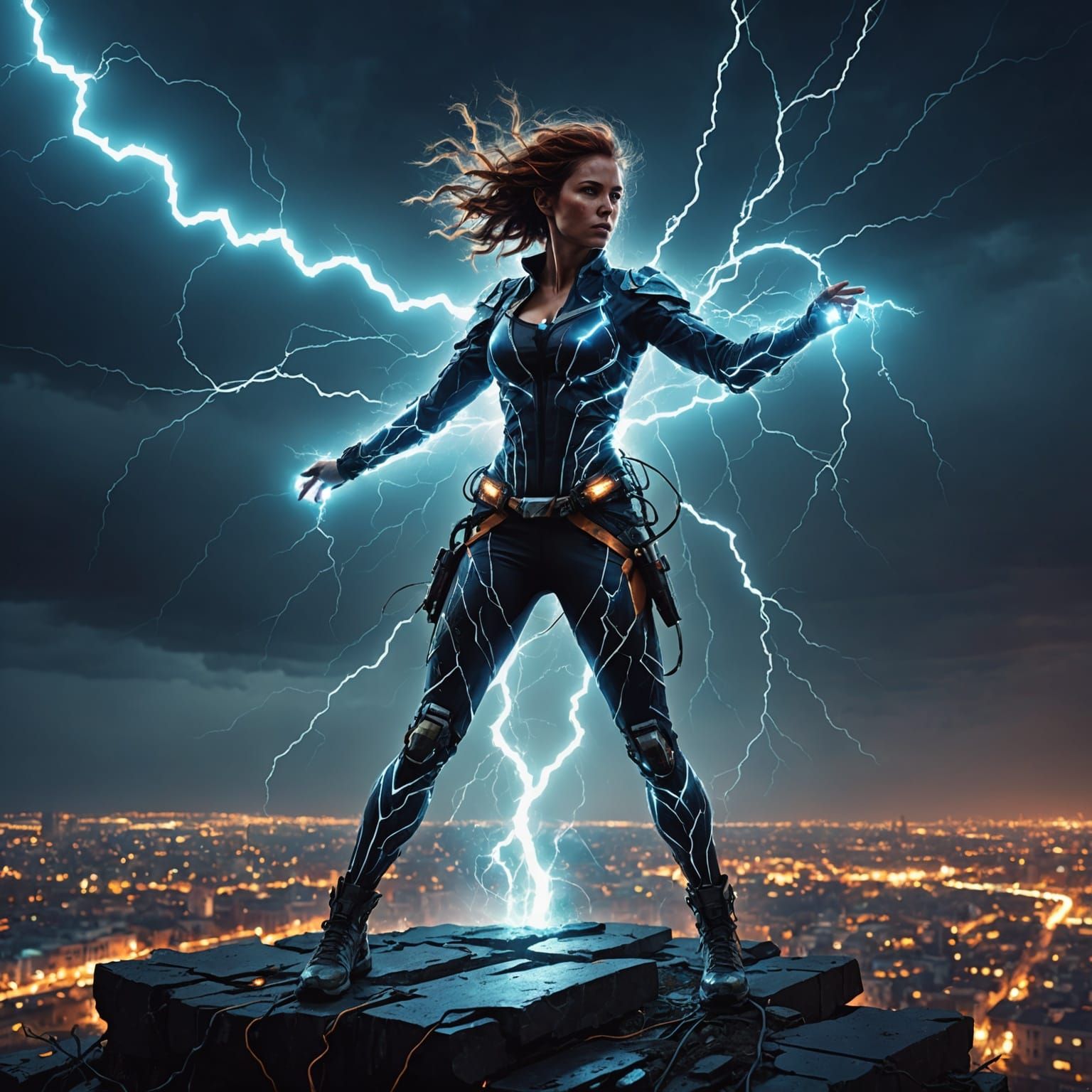 Electropunk Lightning Silhouette in Electric Style