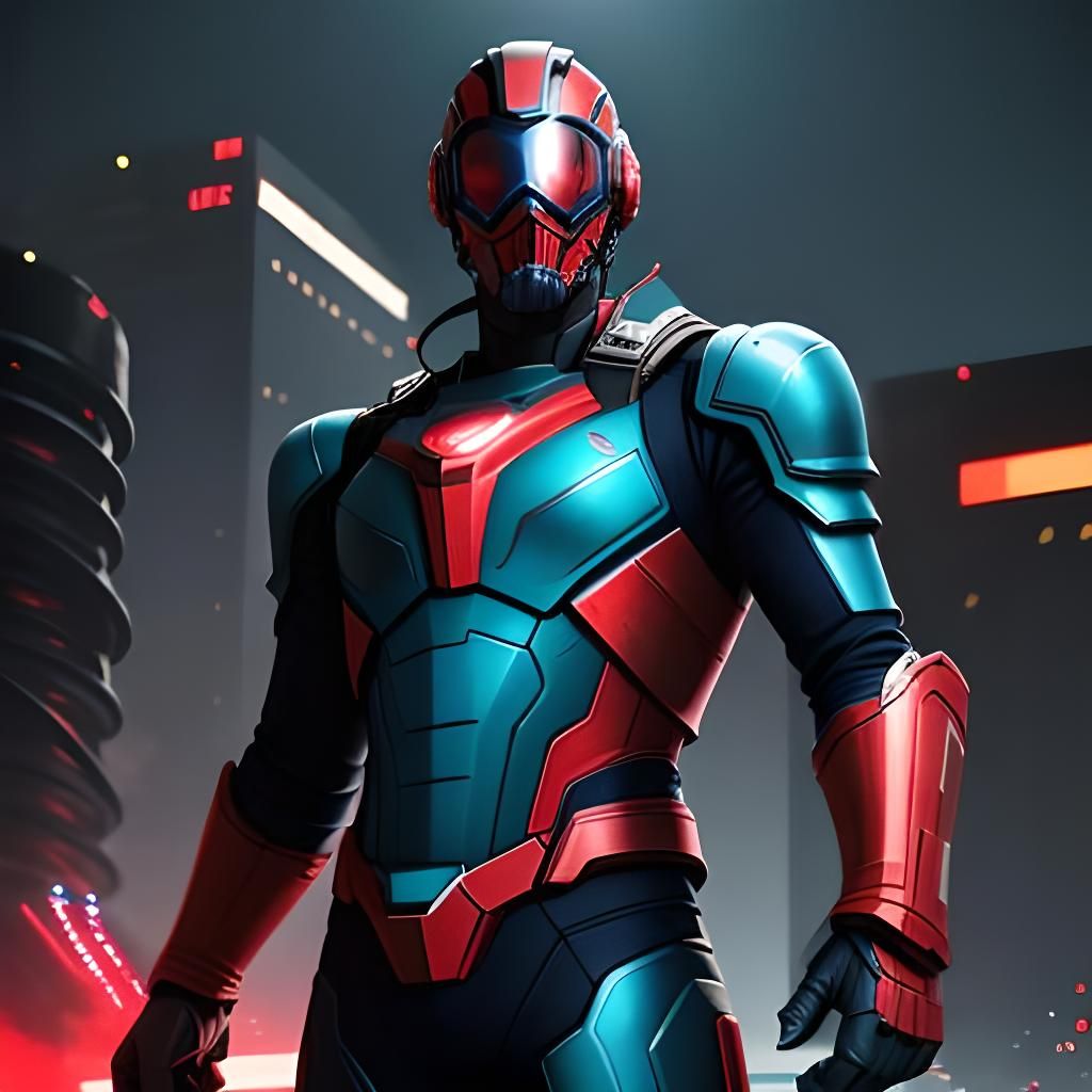 Patriotic Superhero with Machine Gun