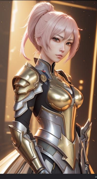 Heroic Anime Adventurer in Metallic Armor