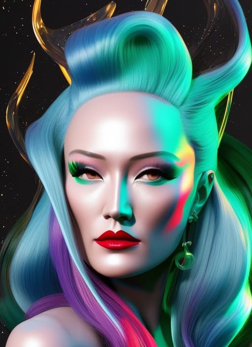 Glamorous Androgynous Supervillain in Pin-Up Style