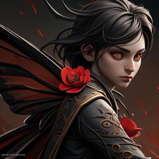 Dark Fantasy Butterfly with Leather Wings