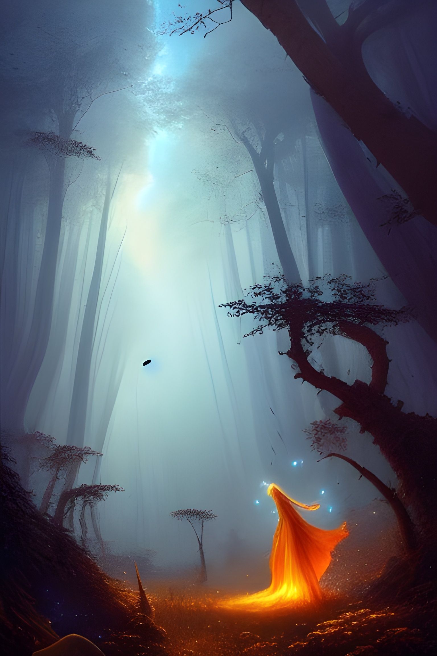 Enchanted Firefly Forest: Detailed Digital Illustration