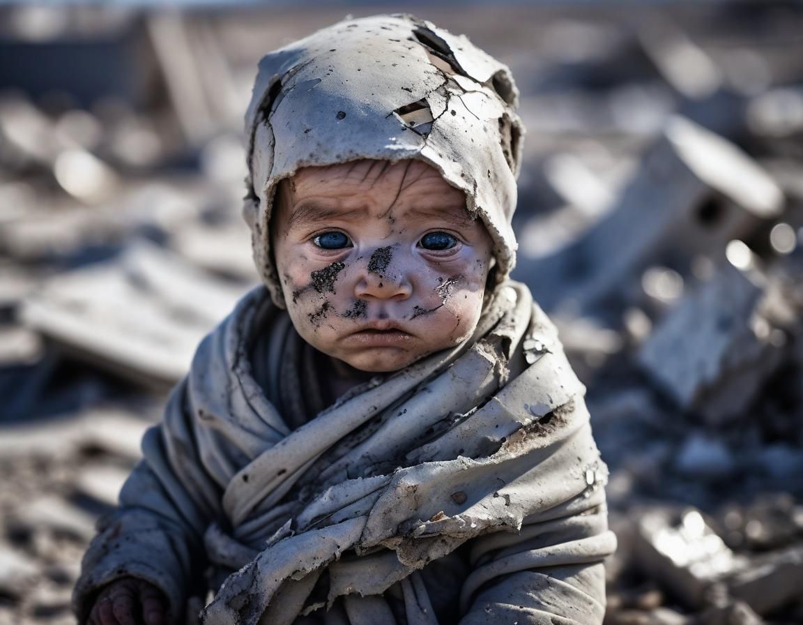 Resilient Baby in Wasteland: Hope Amidst Desolation